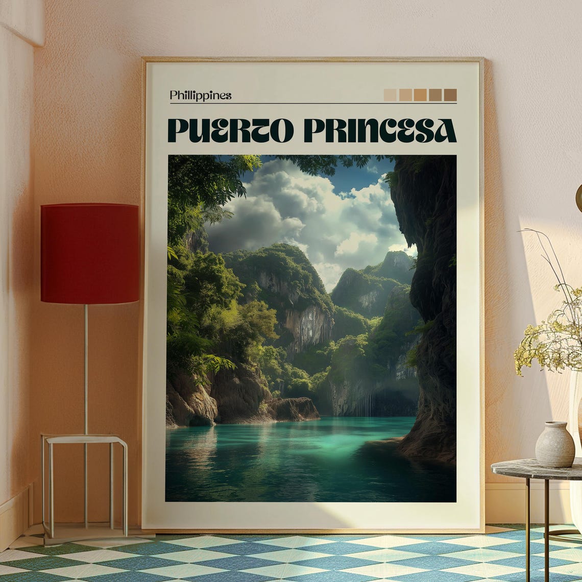Puerto Princesa Philippines Jungle Lagoon Scenic Retro Travel Poster - Image 2