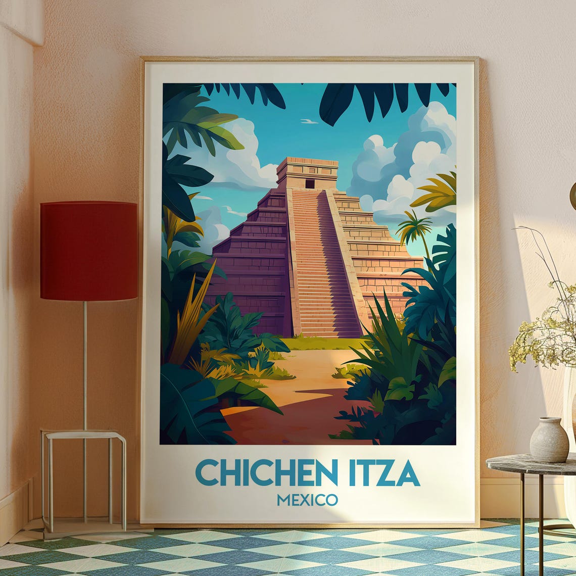 Chichen Itza Mexico Mayan Pyramid Temple Jungle Travel Poster - Image 2