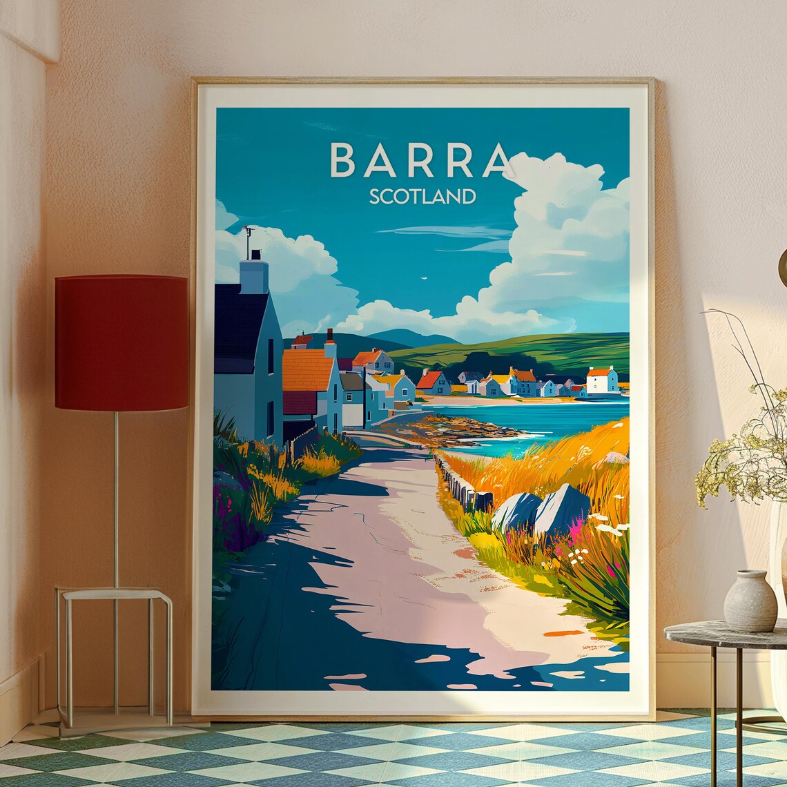 Barra Scotland Coastal Village Landscape Vintage Travel Style Poster - Image 2