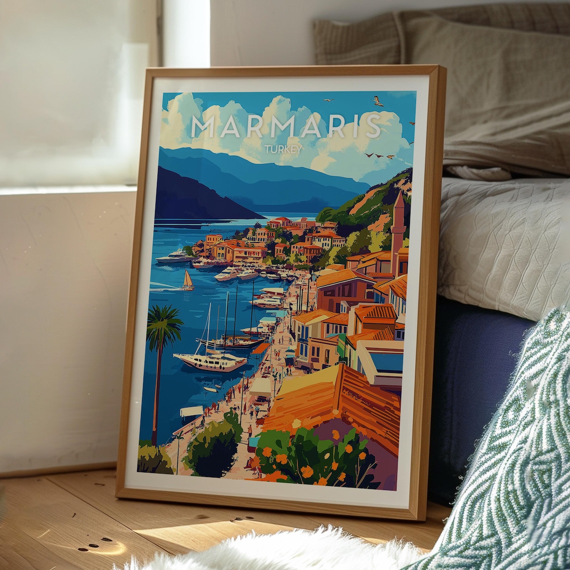 Marmaris Turkey Seaside Old Town Sailboats Bay Travel Poster - Image 3