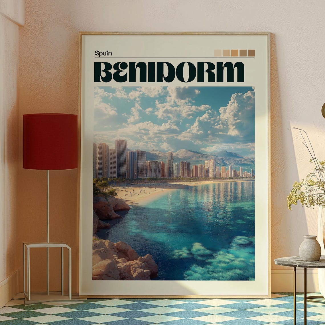 Benidorm Spain Beachfront Skyline Sea View Coast Travel Poster - Image 2