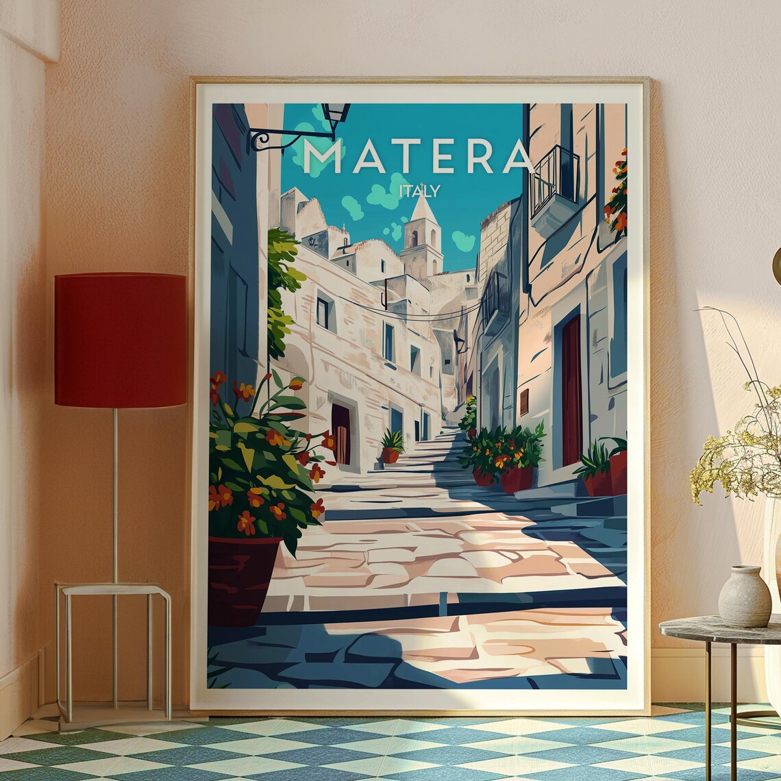Matera Italy Ancient Stone Alley Limestone Old Town Travel Poster - Image 2