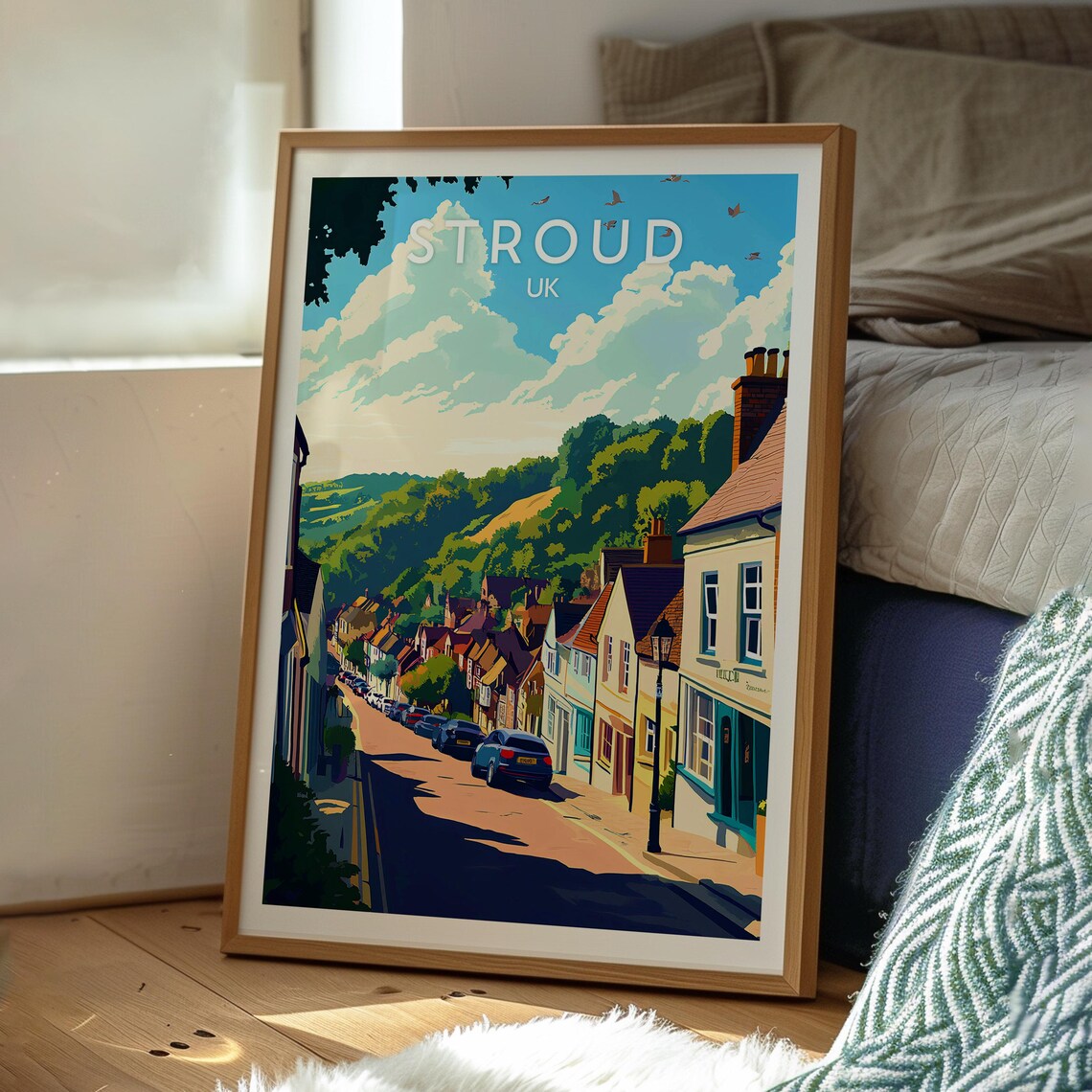 Stroud UK Steep Town Street Green Hills Cotswold Countryside Poster - Image 3