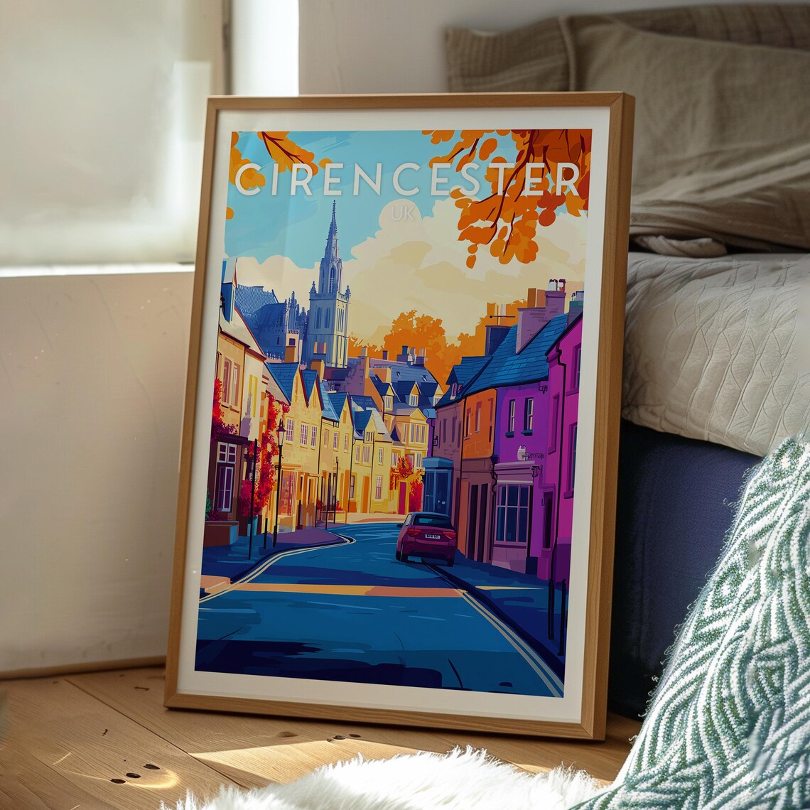Cirencester Cotswolds Autumn Market Town Street Travel Poster - Image 3