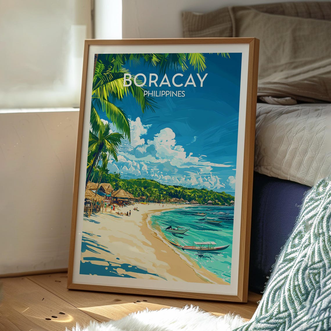Boracay Philippines White Beach Palm Trees Turquoise Water Poster - Image 3
