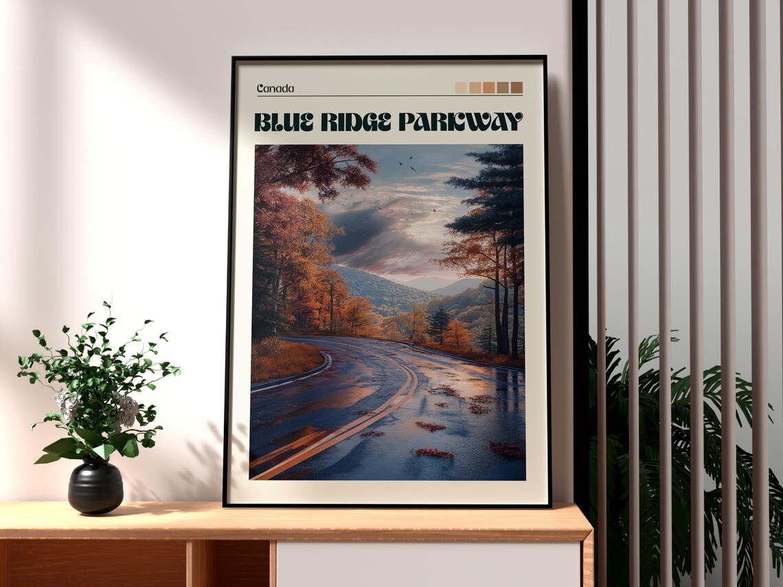 Blue Ridge Parkway Autumn Road Scenic Drive View Travel Poster