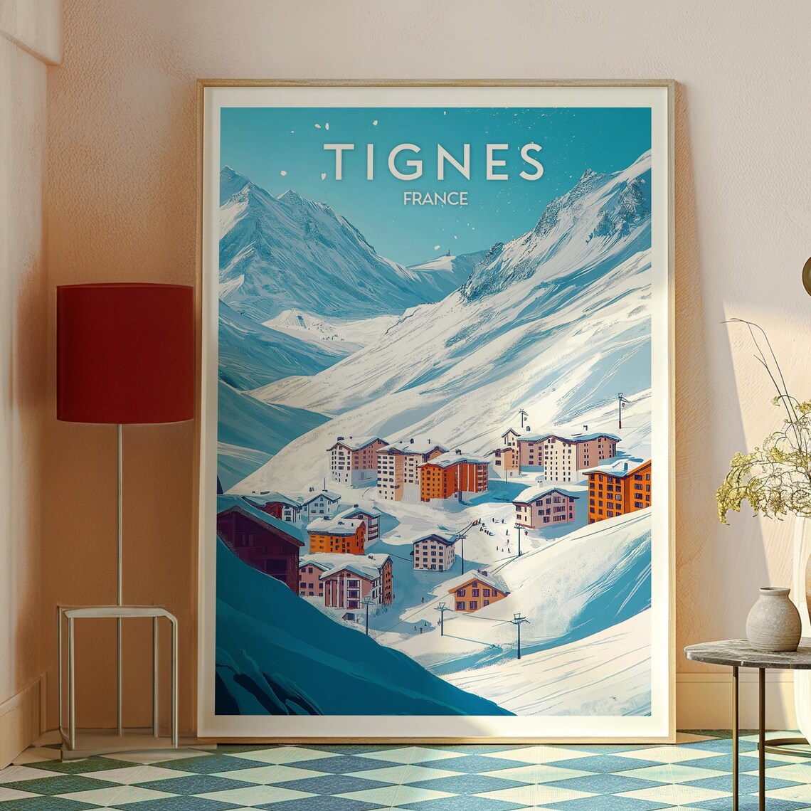 Tignes France Alpine Ski Resort Snowy Peaks Winter Travel Poster - Image 2