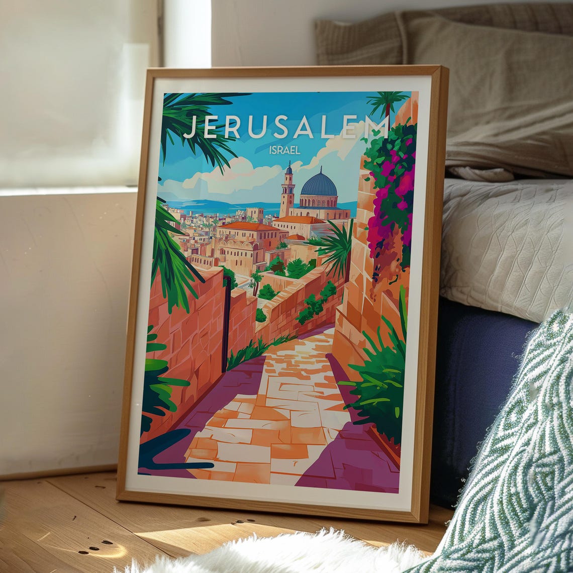 Jerusalem Israel Old City Dome Steps Ancient Stone Lane Poster - Image 3