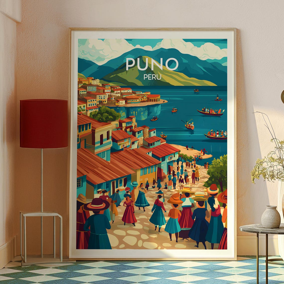 Puno Poster Art Peru Travel Print Wall Lake Titicaca Backpacking South America - Image 2