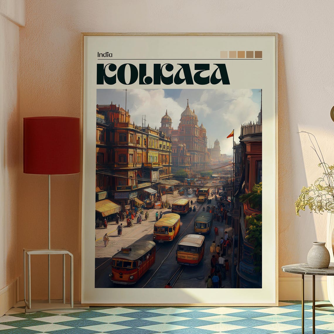 Kolkata India Colonial Street Tram Heritage Vintage Photo Poster - Image 2