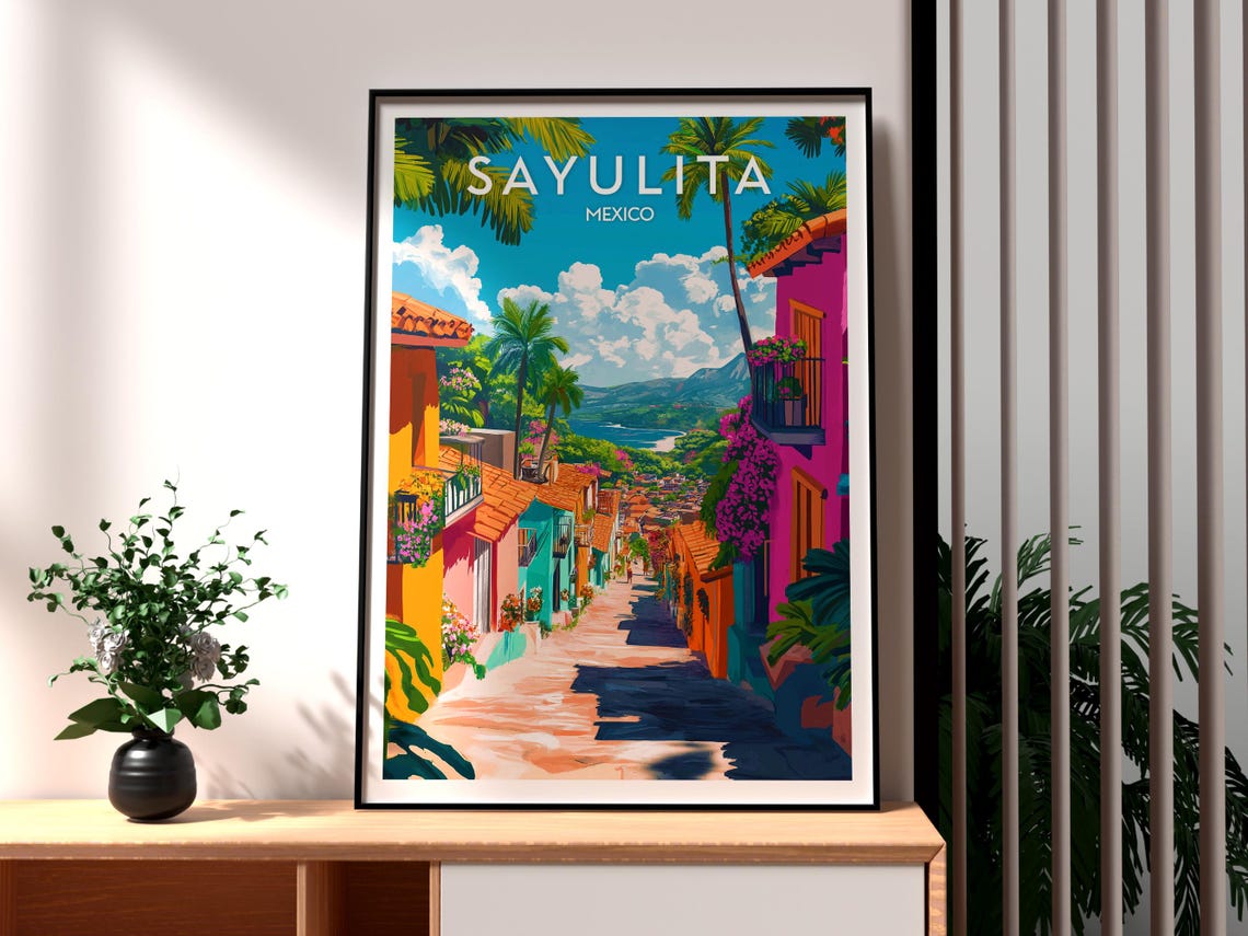 Sayulita Print Mexico Wall Art Beach Poster Travel Surfing