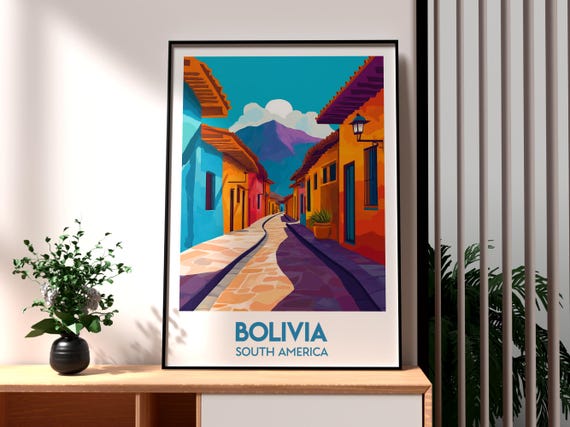 Bolivia Poster Art Travel Print Wall The Andes Backpacking South America
