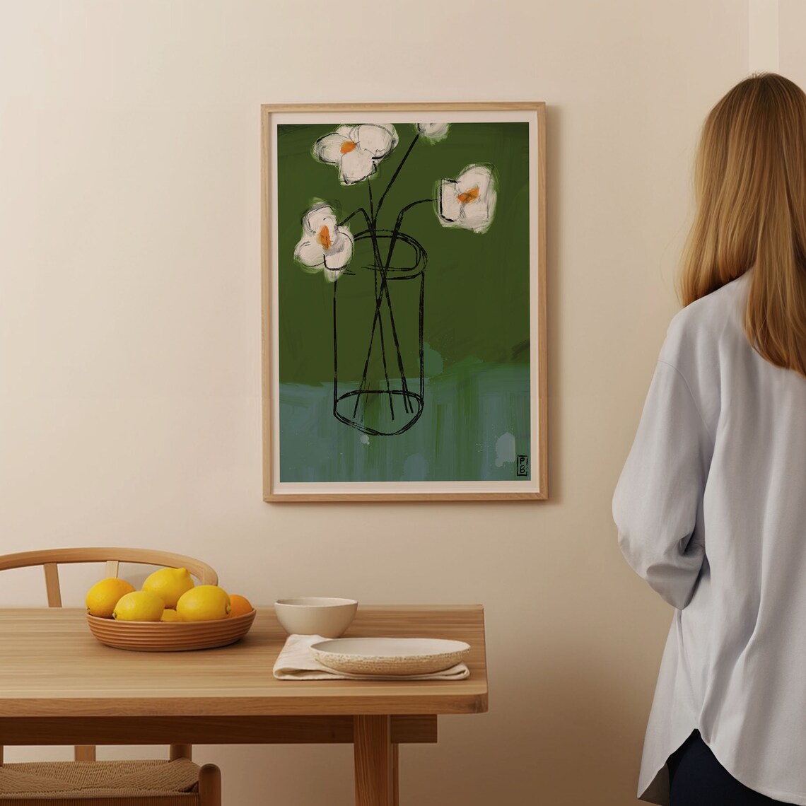 Green Glass Floral Art Print, Pascale Berkowitz