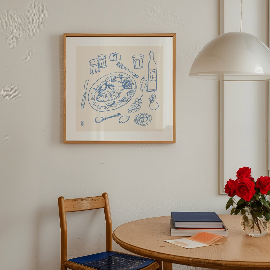 Picnic Gicle Fine Art Print Food And Dining Art Print Wall Art Decor Line Art Fish Art Illustration Art Pascale Berkowitz