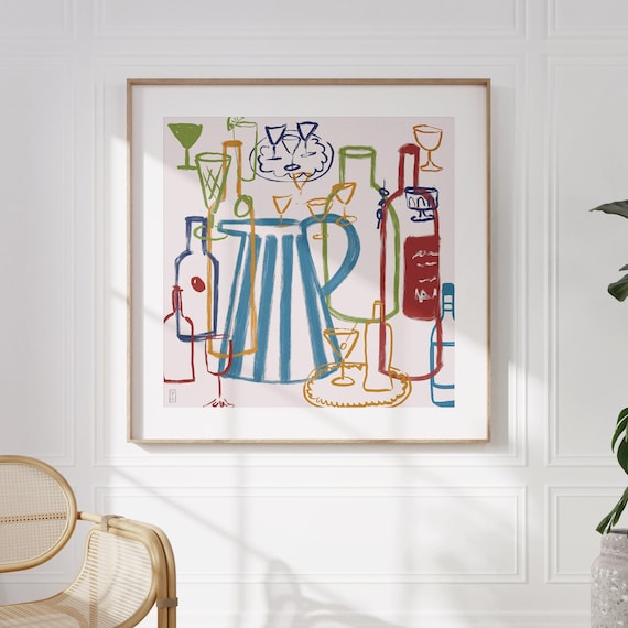 Gather Line Art Print, Food, Dining, Bar Decor