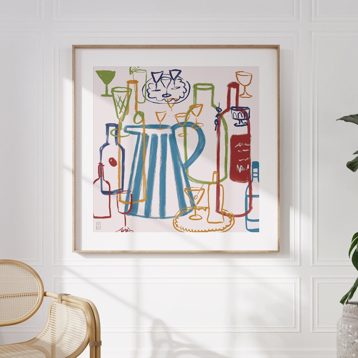 Gather Line Art Print, Food, Dining, Bar Decor