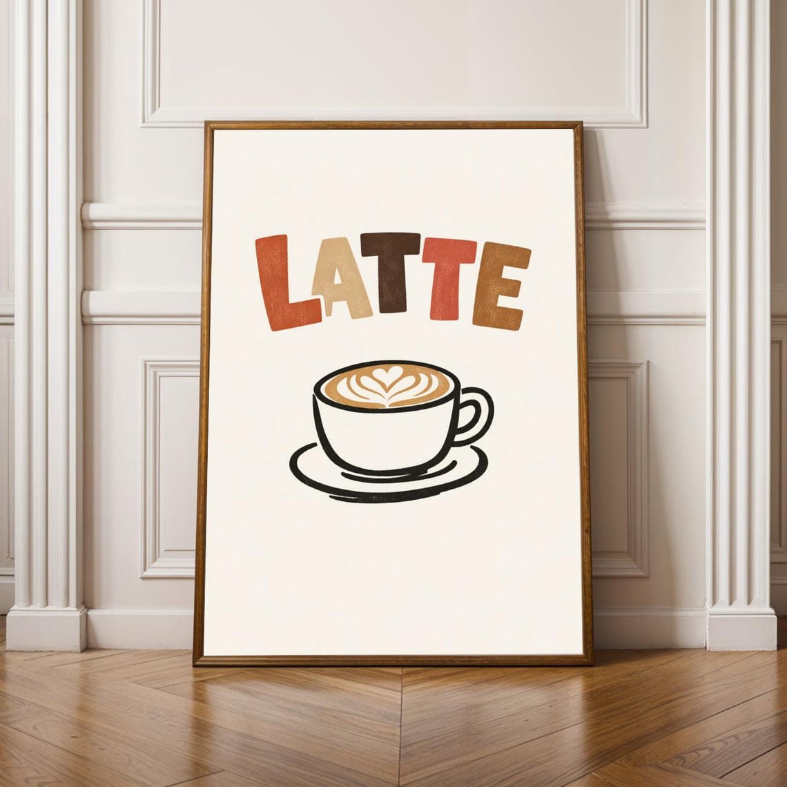 Latte Art Print Modern Minimalist Vintage Coffee Poster