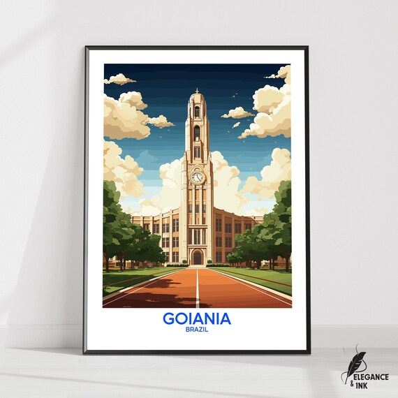 Goiania Wall Hanging Postergoiania Flat Vector Illustration Canvasbrazil Handmade Wooden Frame And Unframed Colorful Vintage Gift