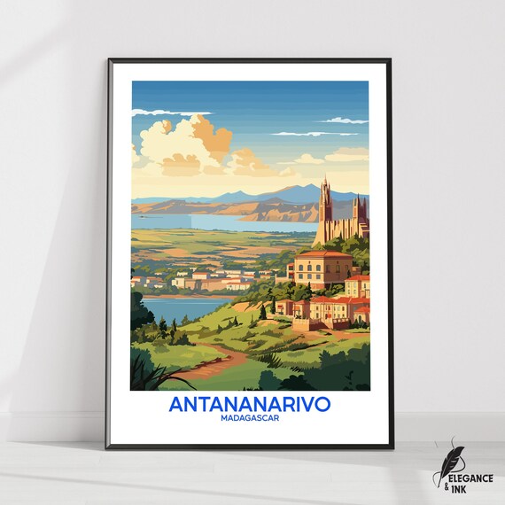 Antananarivo Wall Hanging Posterantananarivo Flat Vector Illustration Canvashandmade Wooden Frame And Unframed Colorful Vintage Gift