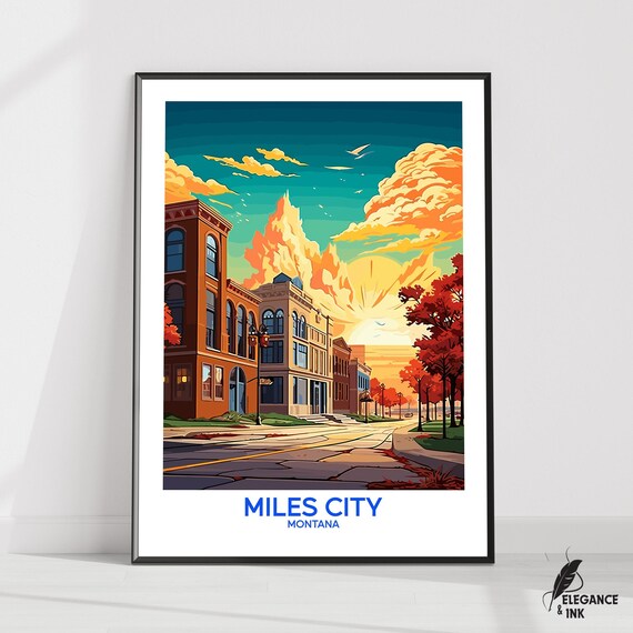 Miles City Postermiles Travel Printmiles Wall Artmiles Decorillustrationwall Art Gift Ideawedding Anniversary
