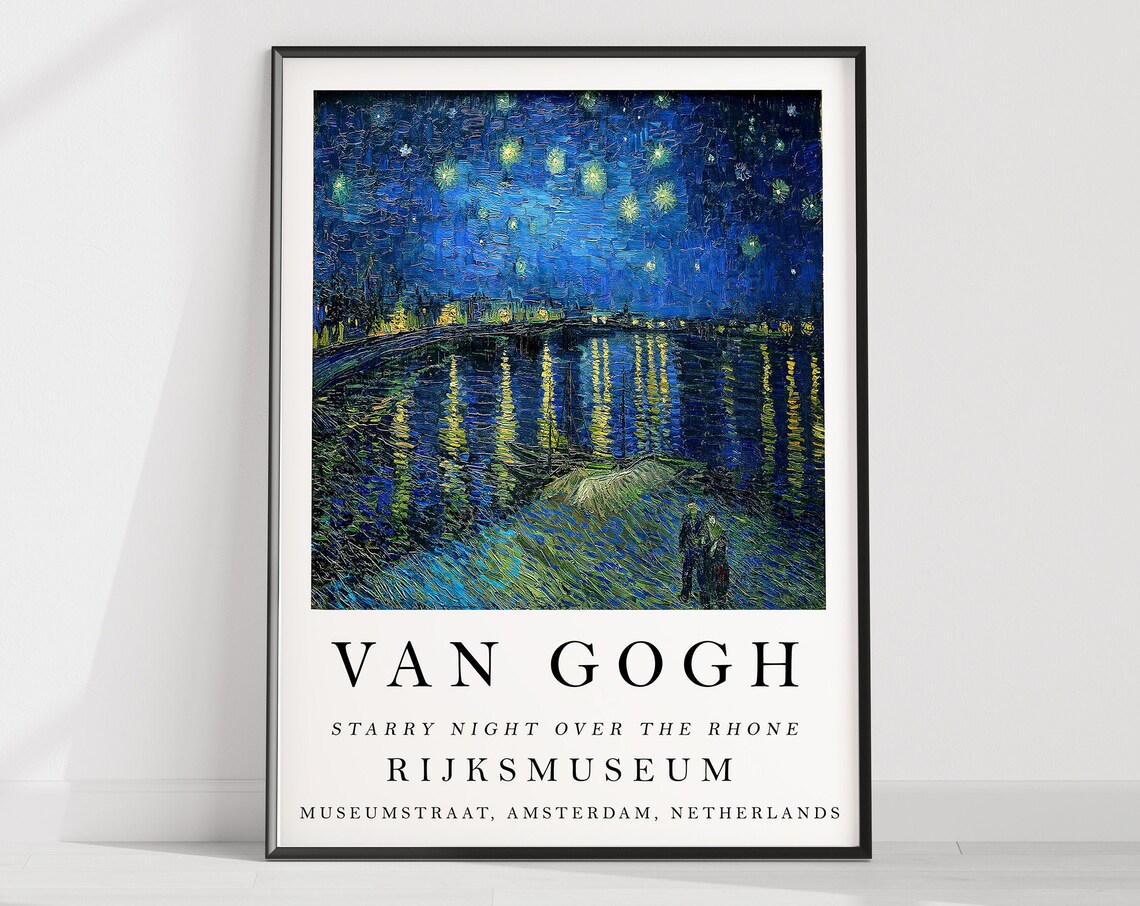 Van Gogh Starry Night Over the Rhone Rijksmuseum Museum Art Print - Image 3