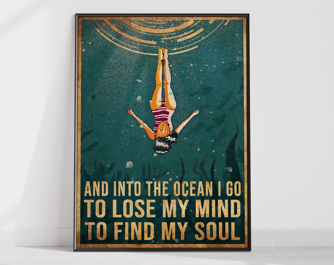 Into The Ocean I Go Spiritual Yoga Wall Art Print
