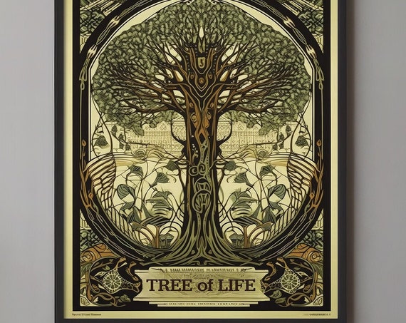 Tree Of Life Wall Art Print Large Nature Poster Home Decor Living Room Bedroom Gift Bohemian Green Art