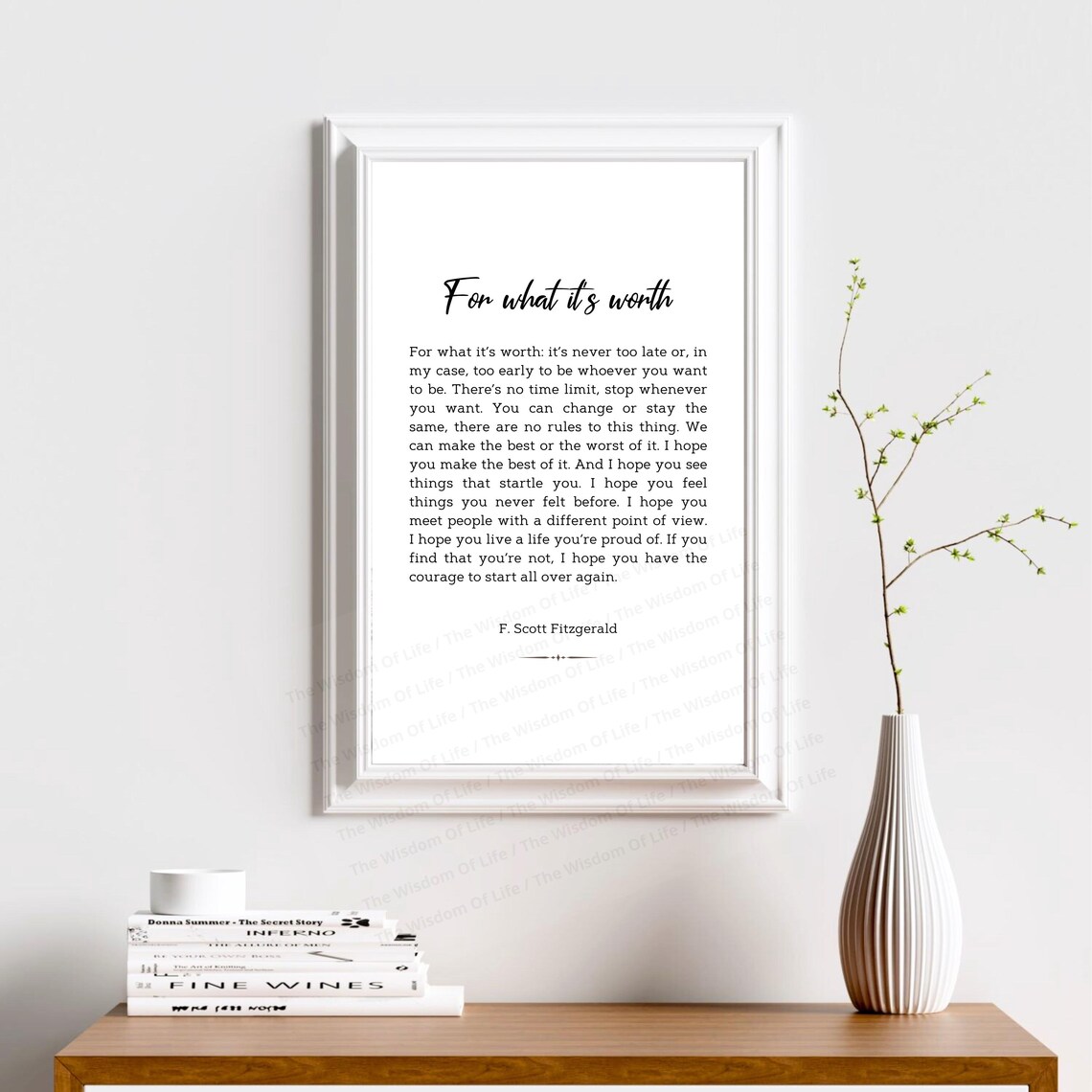 For What It Is Worth F Scott Fitzgerald Inspirational Quote Print - Image 8