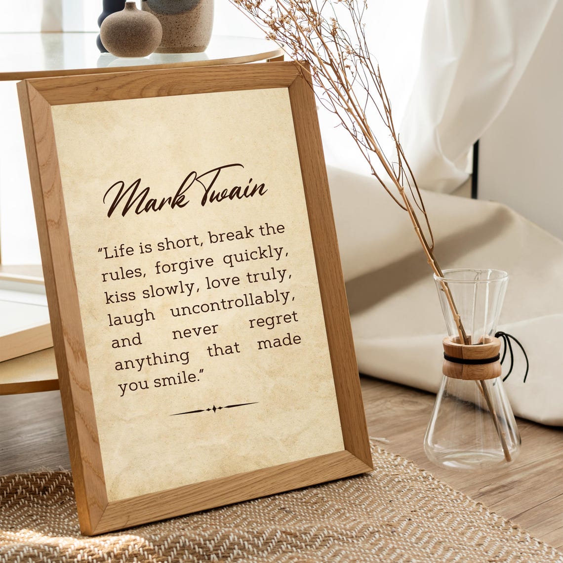 Mark Twain Life Is Short Break the Rules Inspirational Quote Print - Image 5