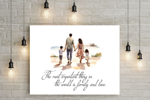 The Most Important Thing Is Family and Love Beach Quote Print