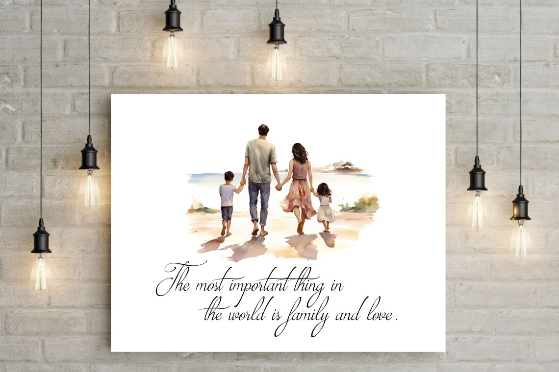 The Most Important Thing Is Family and Love Beach Quote Print