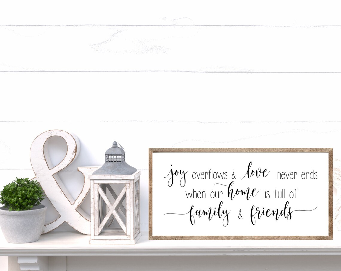Family and Friends Joy and Love Script Mantel Decor Quote Poster