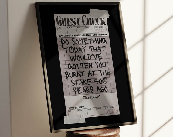 Witchy Aesthetic Funny Halloween Art Print Guest Check Poster Vintage Halloween Decor Guest Check Wall Art Retro Halloween Witch Wall Art
