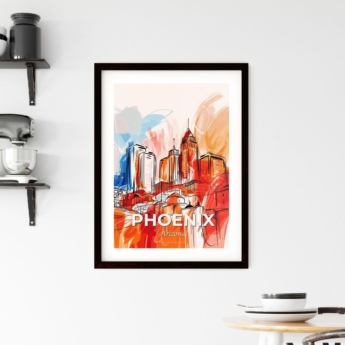 Phoenix Arizona Colorful Abstract Downtown Towers Skyline Poster - Image 2