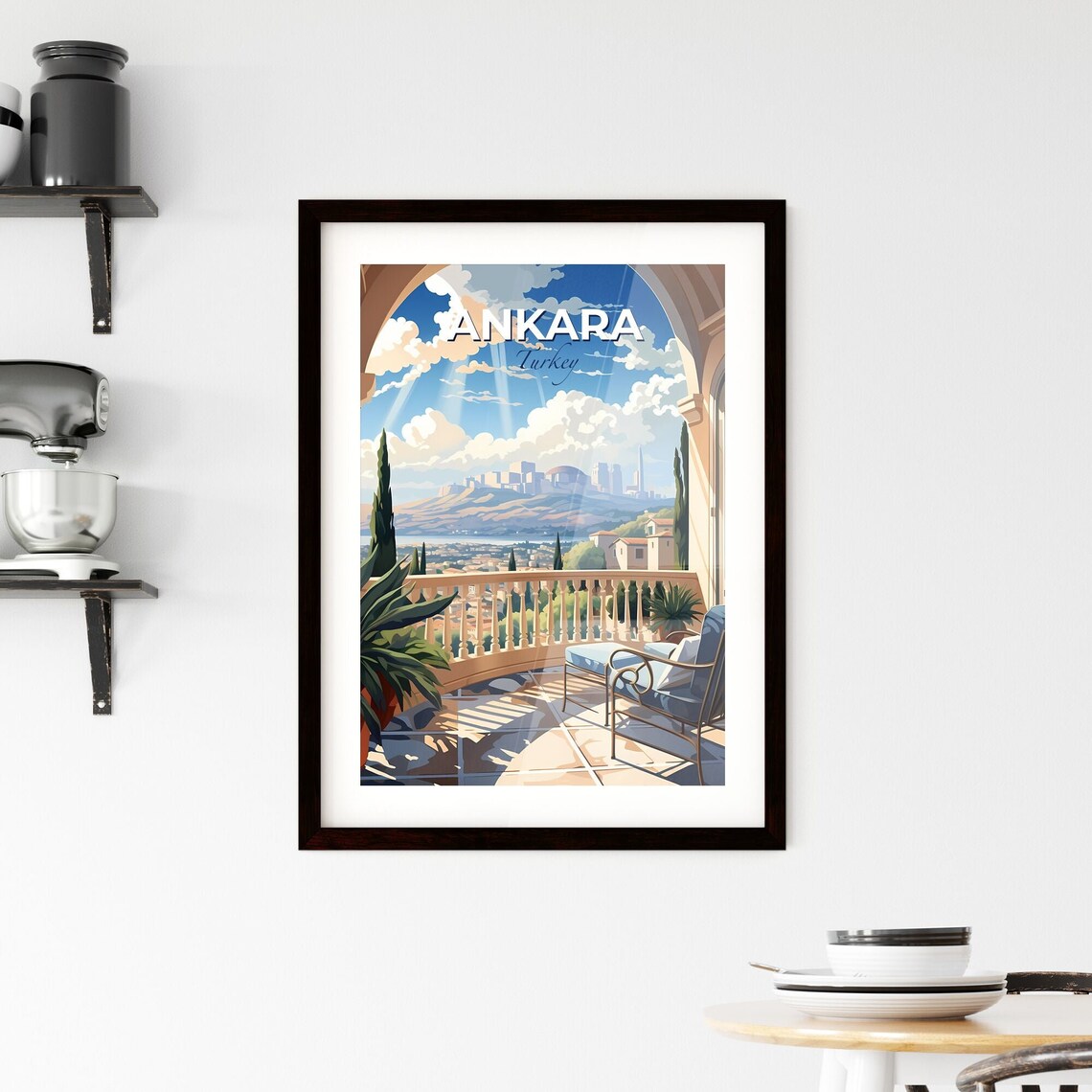 Ankara Turkey Terrace Balcony City Overlook Travel Poster Art - Image 2