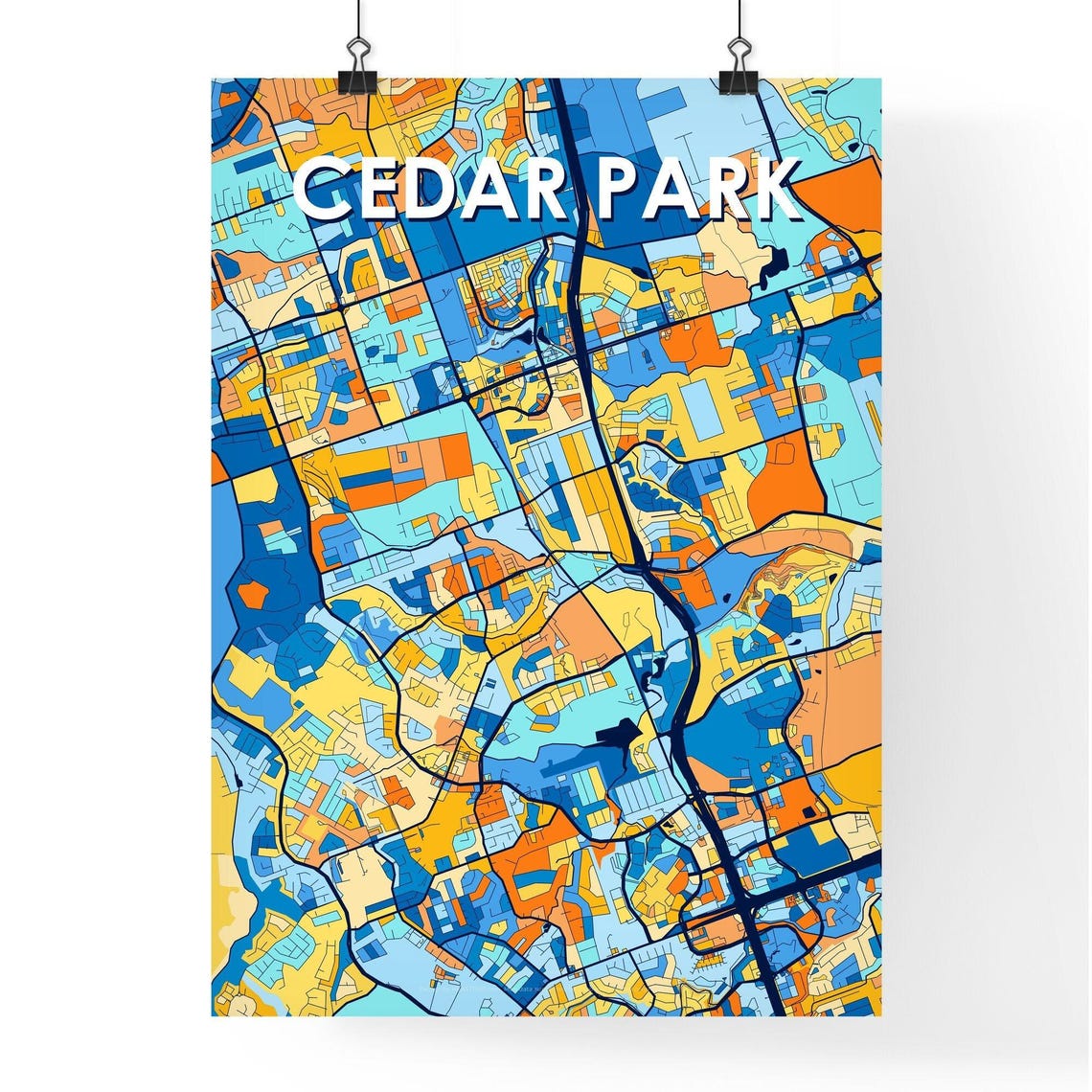 Cedar Park Texas Colorful Street Map Art Home Decor Gift Poster - Image 4