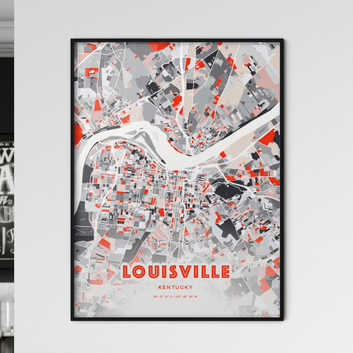 Louisville Kentucky Expressive Bold Red City Street Map Artwork Poster
