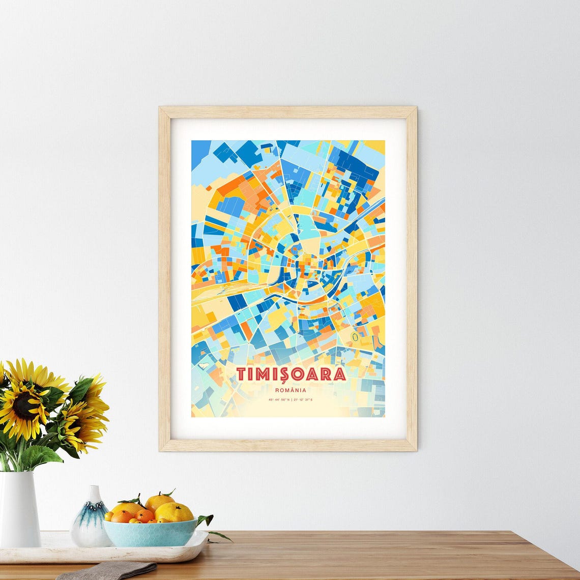 Timisoara Romania Vibrant Colorful City Street Map Art Poster - Image 2