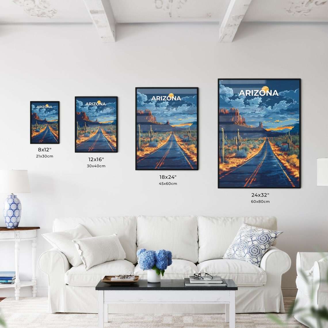 Arizona Desert Highway Twilight Vintage Travel Southwest Poster - Image 3