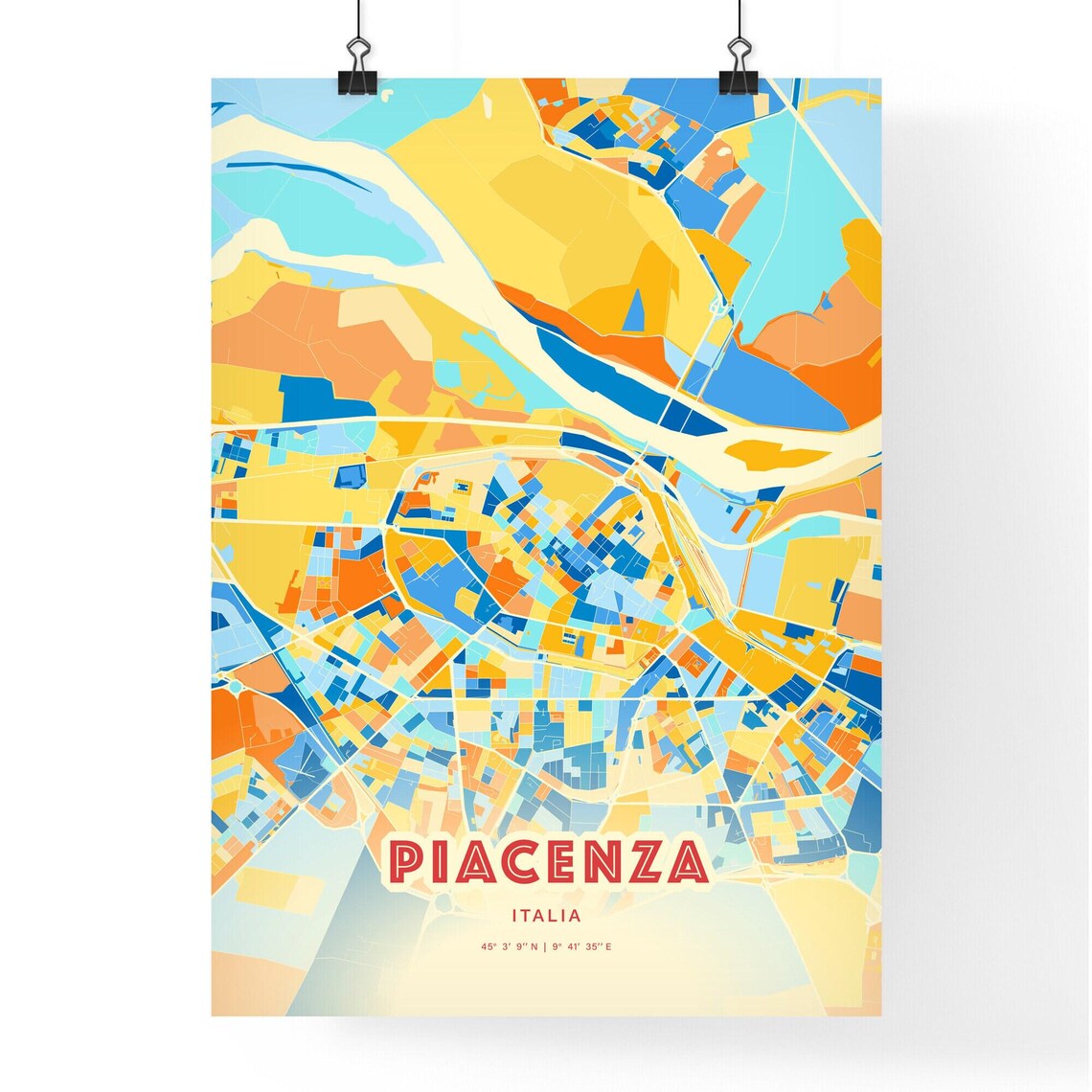 Piacenza Italy Colorful Modern Street Map City Decor Art Poster - Image 3