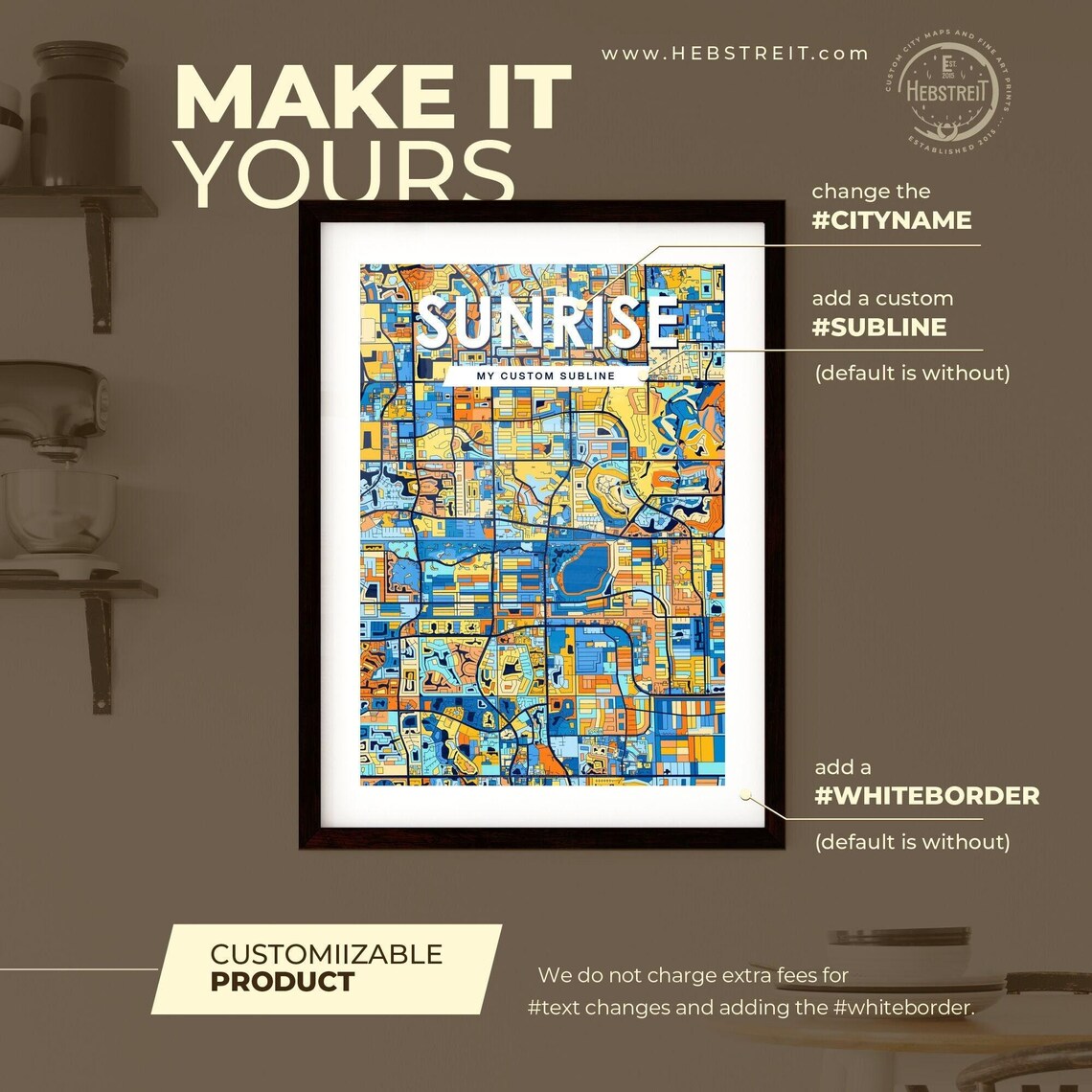 Sunrise Florida Colorful Modern City Street Map Travel Decor Poster - Image 2