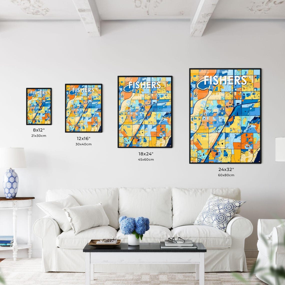 Fishers Indiana Colorful Street Map Art Home Decor Gift Poster - Image 3