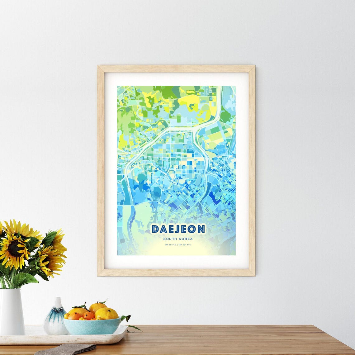 Daejeon South Korea Minimalist Bluish Street Map City Art Decor Poster - Image 2