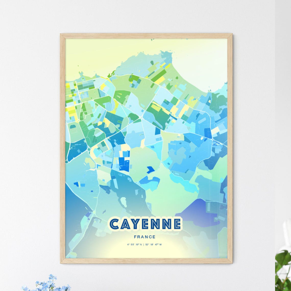 Cayenne France Customizable City Map Poster For Home Wall Decor