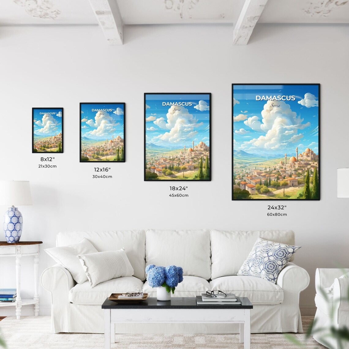 Damascus Syria Golden Domes and Minarets Old Town Travel Poster - Image 3