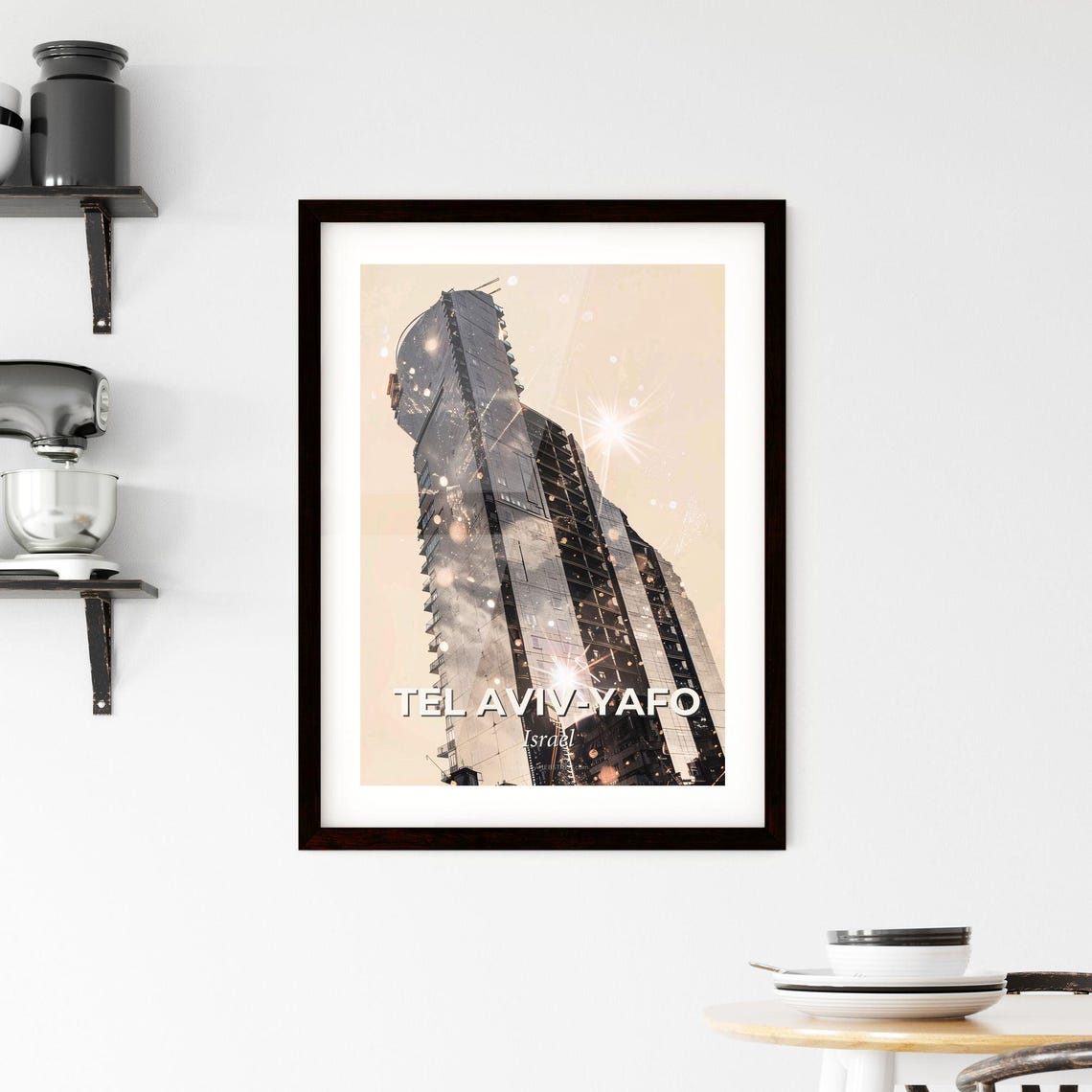 Tel Aviv-Yafo Israel Modern Curved Skyscraper Sunset Art Poster - Image 2