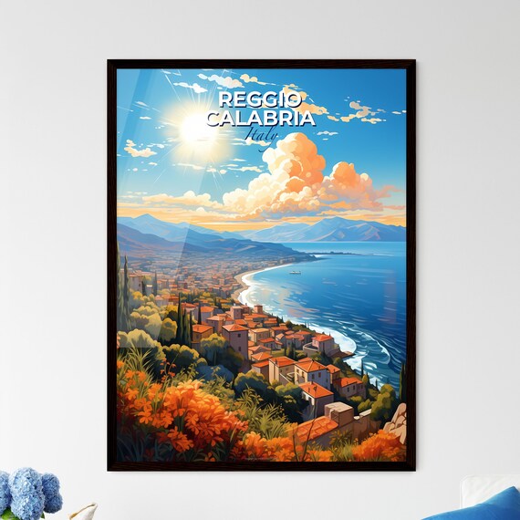 Reggio Calabria Italy Coastal City Sunlit Bay View Travel Poster