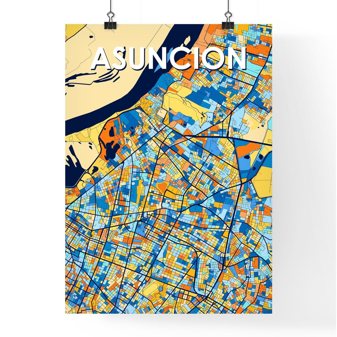 Asuncion Paraguay Colorful Vibrant City Street Map Art Poster - Image 4