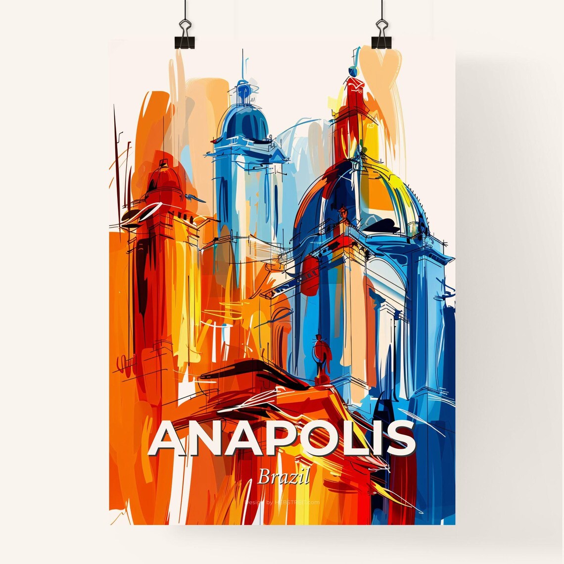 Anapolis Brazil Vibrant Watercolor Cathedral City Art Poster - Image 4