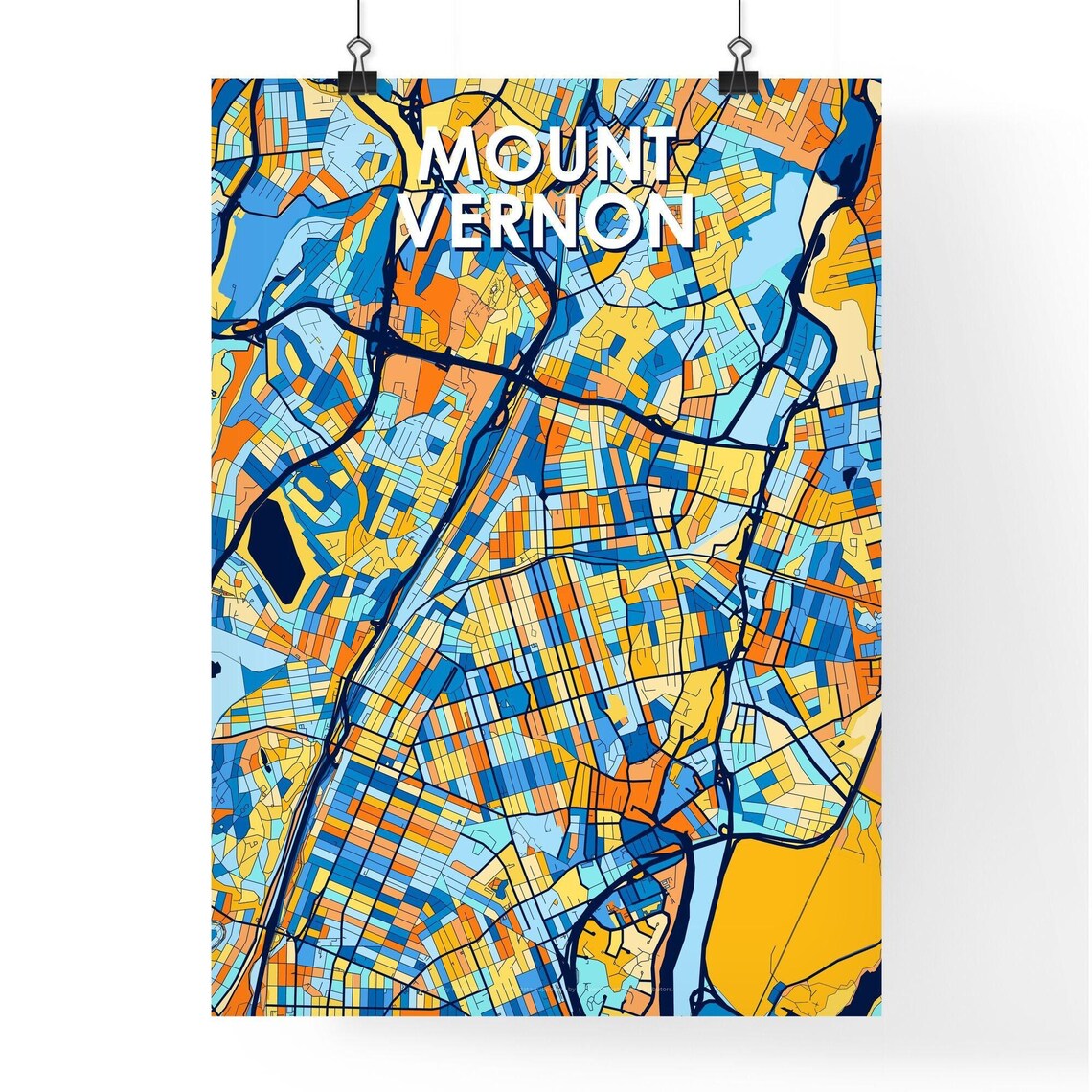 Mount Vernon New York Colorful Modern City Street Map Artwork Poster - Image 4